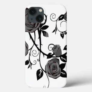Black And White Floral iPhone 13 Case