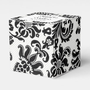 Black and White Floral Damask Wedding Favour Box