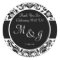 Black and White Floral Damask Wedding Favour Label