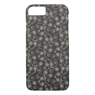 black and white floral design Case-Mate iPhone case