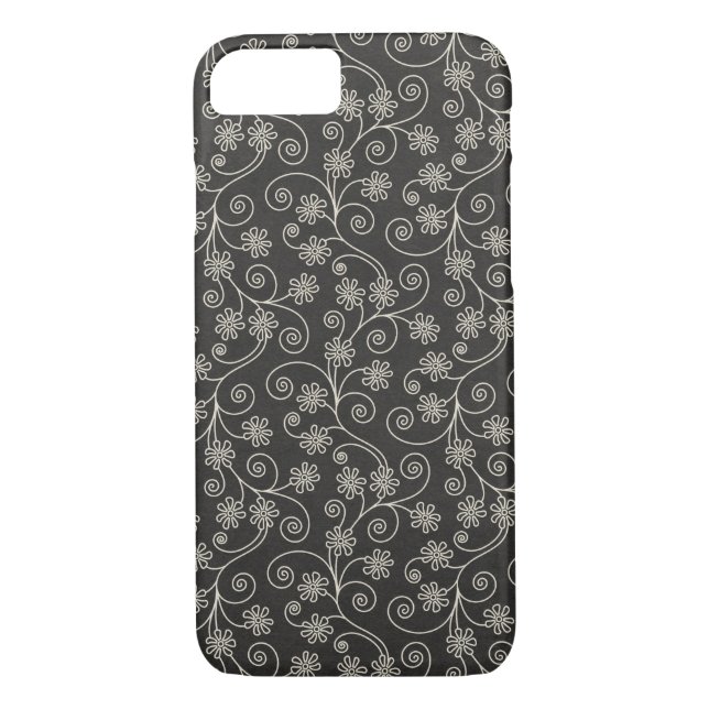 black and white floral design Case-Mate iPhone case (Back)