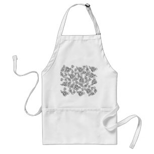 Black and white floral drawing standard apron