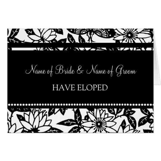 Black and White Floral Elopement Announcement Card