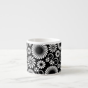 Black and white floral Espresso Mug