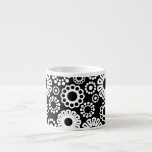 Black and white floral Espresso Mug