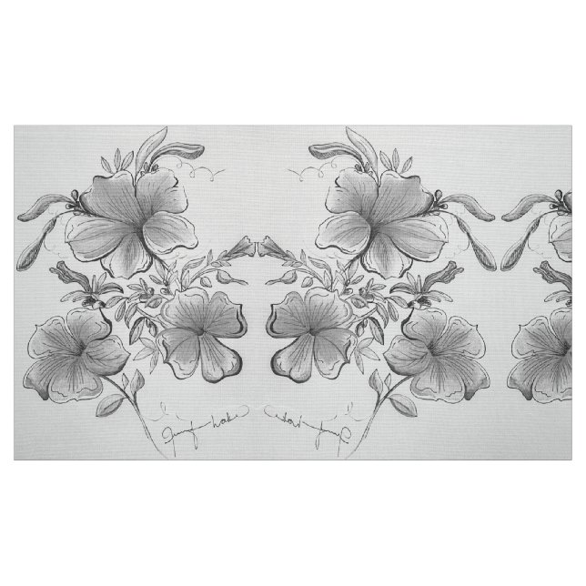 Black and White Floral  Fabric (Fat Quarter)