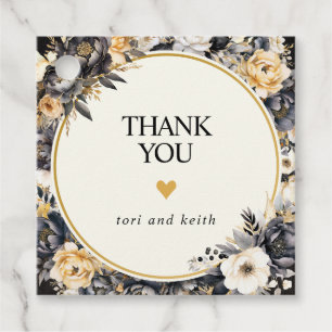 Black and White Floral Favour Tags