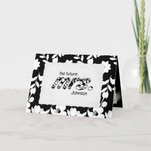 Black and White Floral for Bride Card