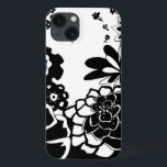 Black and White Floral Garden Graphic Pattern iPhone 13 Case<br><div class="desc">A graphic pattern that showcases a black and white floral garden scene,  created by Chariklia Zarris. Even with only two colours the painting is almost overwhelming in its beauty. Give yourself the gift of an exquisite floral display by purchasing this print today!</div>