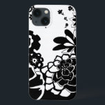 Black and White Floral Garden Graphic Pattern iPhone 13 Case<br><div class="desc">A graphic pattern that showcases a black and white floral garden scene,  created by Chariklia Zarris. Even with only two colours the painting is almost overwhelming in its beauty. Give yourself the gift of an exquisite floral display by purchasing this print today!</div>