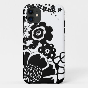 Black and White Floral Garden Graphic Pattern iPhone 11 Case