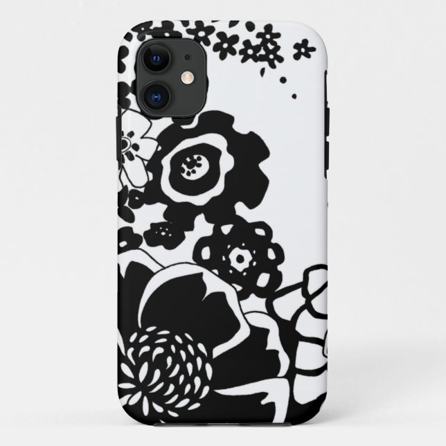 Black and White Floral Garden Graphic Pattern Case-Mate iPhone Case (Back)