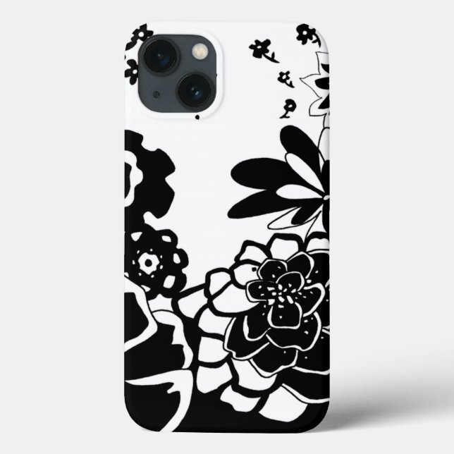 Black and White Floral Garden Graphic Pattern Case-Mate iPhone Case (Back)