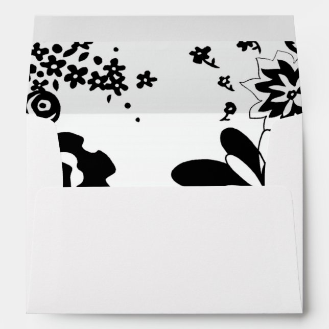 Black and White Floral Garden Graphic Pattern Envelope (Back (Bottom))