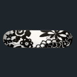 Black and White Floral Garden Graphic Pattern Skateboard<br><div class="desc">A graphic pattern that showcases a black and white floral garden scene,  created by Chariklia Zarris. Even with only two colours the painting is almost overwhelming in its beauty. Give yourself the gift of an exquisite floral display by purchasing this print today!</div>