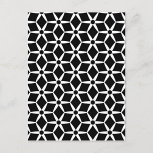 Black and White Floral Geometric Pattern Postcard