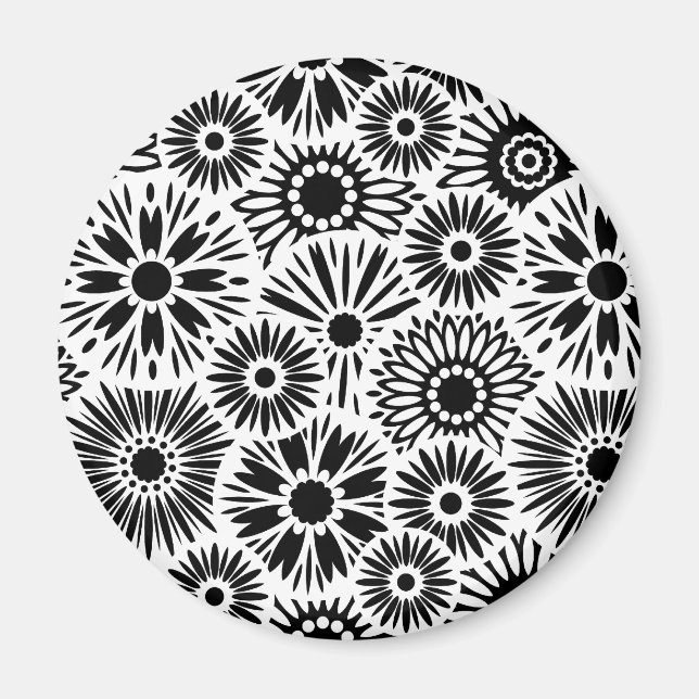 Black and white floral iPhone magnet (Front)