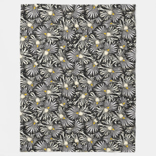 Black and white floral iris blanket