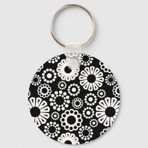 Black and white floral Keychain