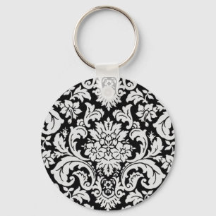 Black and White Floral Keychain