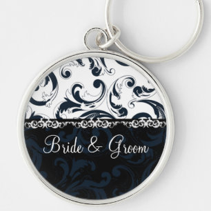 Black and White Floral Keychain