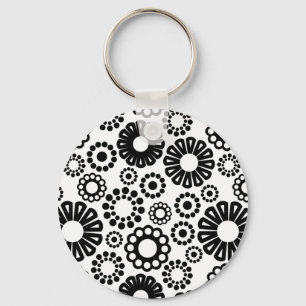 Black and white floral Keychain