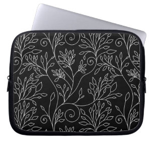 Black and white floral Laptop Sleeve
