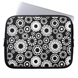 Black and white floral Laptop Sleeve
