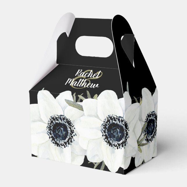 Black and White Floral Large Favor Box (Back Side)