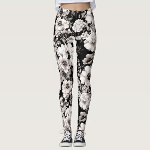 Black and white floral Leggings