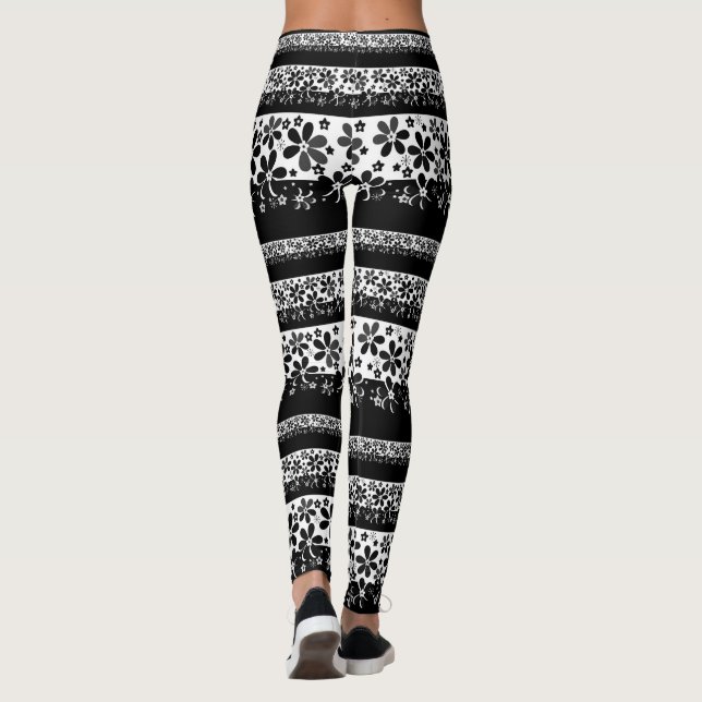 Black and white floral leggings (Back)