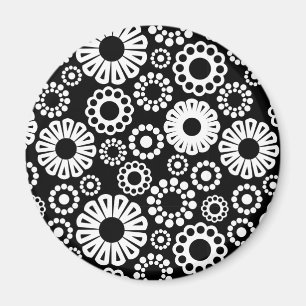 Black and white floral Magnet