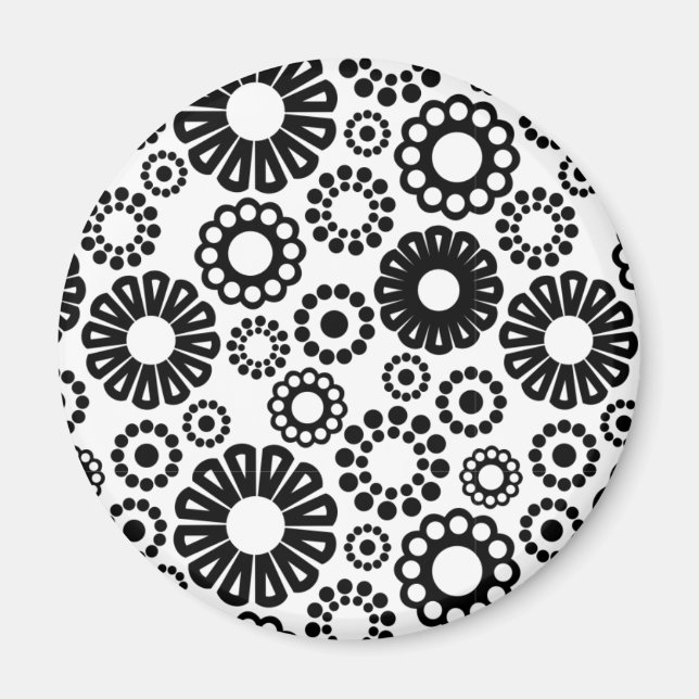 Black and white floral Magnet (Front)