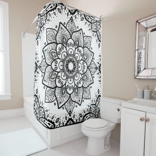 Black and white floral mandala (In Situ)