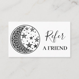 Black And White Floral Mandala  Business Referral Card