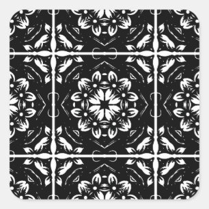 Black and White Floral Mandala Stickers
