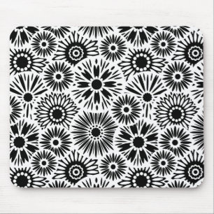 black and white floral mousepad