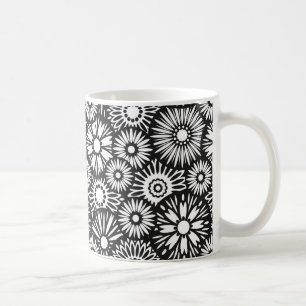 black and white floral mug