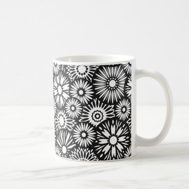 black and white floral mug (Right)