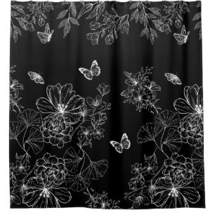 Black and White Floral Nature Pattern Minimalist