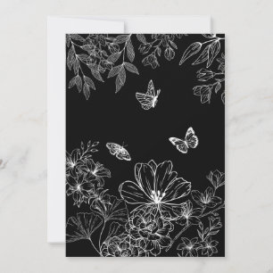 Black and White Floral Nature Pattern Minimalist Holiday Card