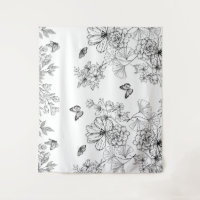 Black and White Floral Nature Pattern Minimalist