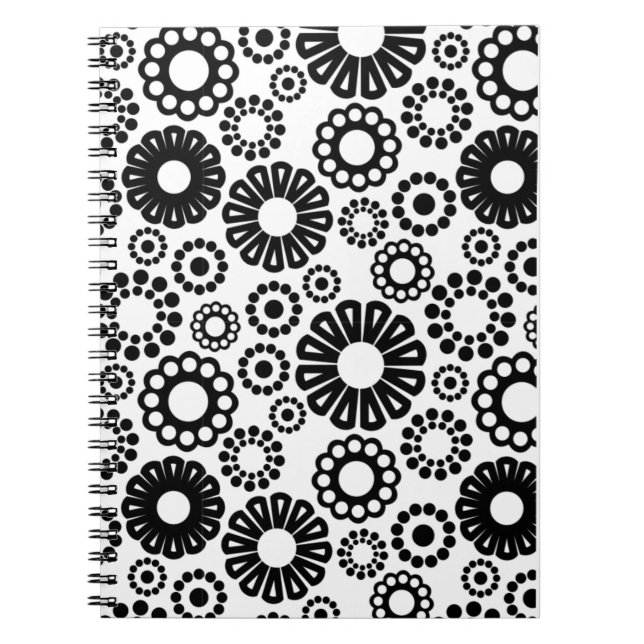 Black and white floral Notebook (Front)
