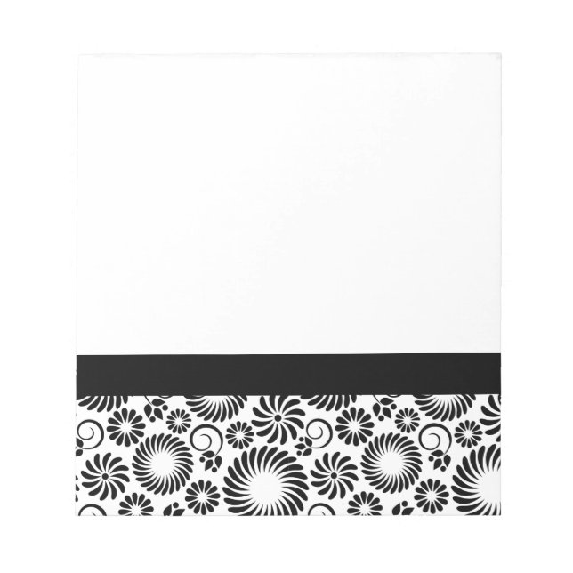 Black and white floral Notebook Notepad (Front)