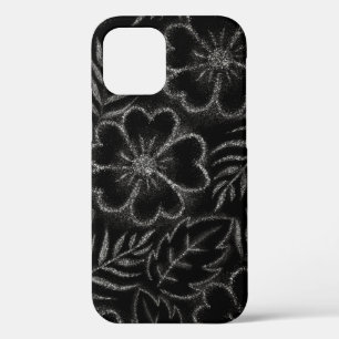 Black and White Floral Pattern iPhone 12 Case