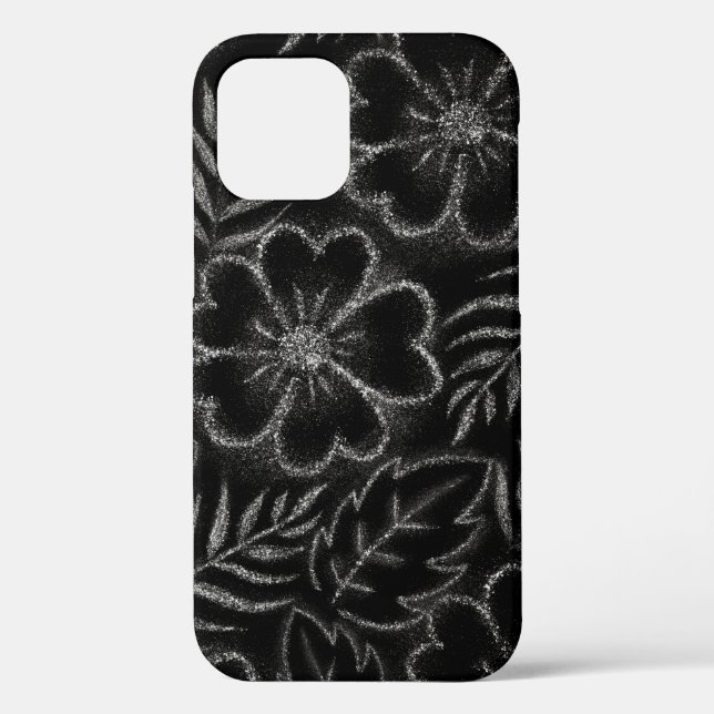 Black and White Floral Pattern Case-Mate iPhone Case (Back)