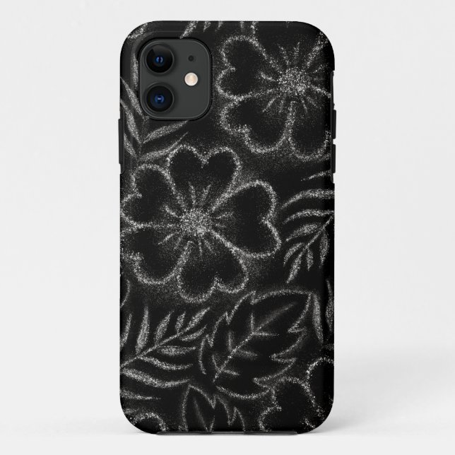Black and White Floral Pattern Case-Mate iPhone Case (Back)