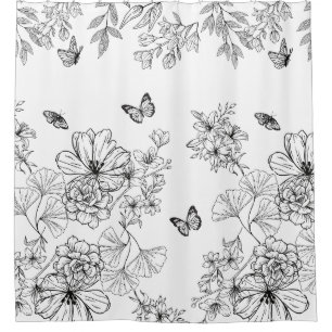 Black and White Floral Pattern Minimalist Modern
