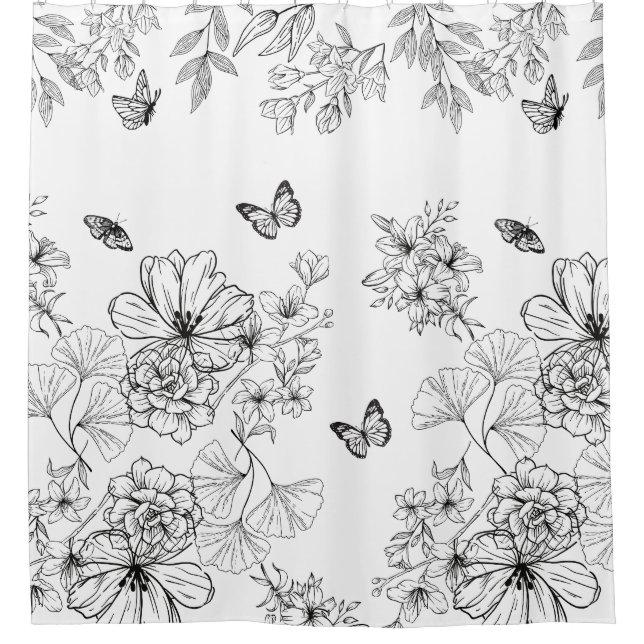 Black and White Floral Pattern Minimalist Modern (Front)