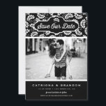 Black and White Floral Pattern Photo Save Our Date Save The Date<br><div class="desc">Announce your wedding date with this customizable save the date announcement. It features a black and white floral pattern. Personalize by adding your details. This floral save the date card is perfect for any wedding theme.</div>